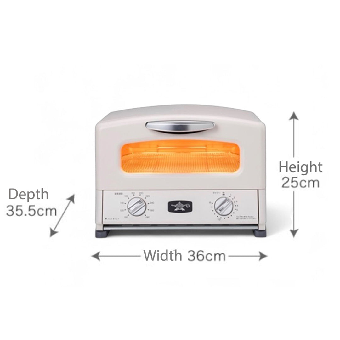 Sengoku Aladdin Graphite Grill & Toaster Oven WHITE - 4 Slice Japanese Toaster