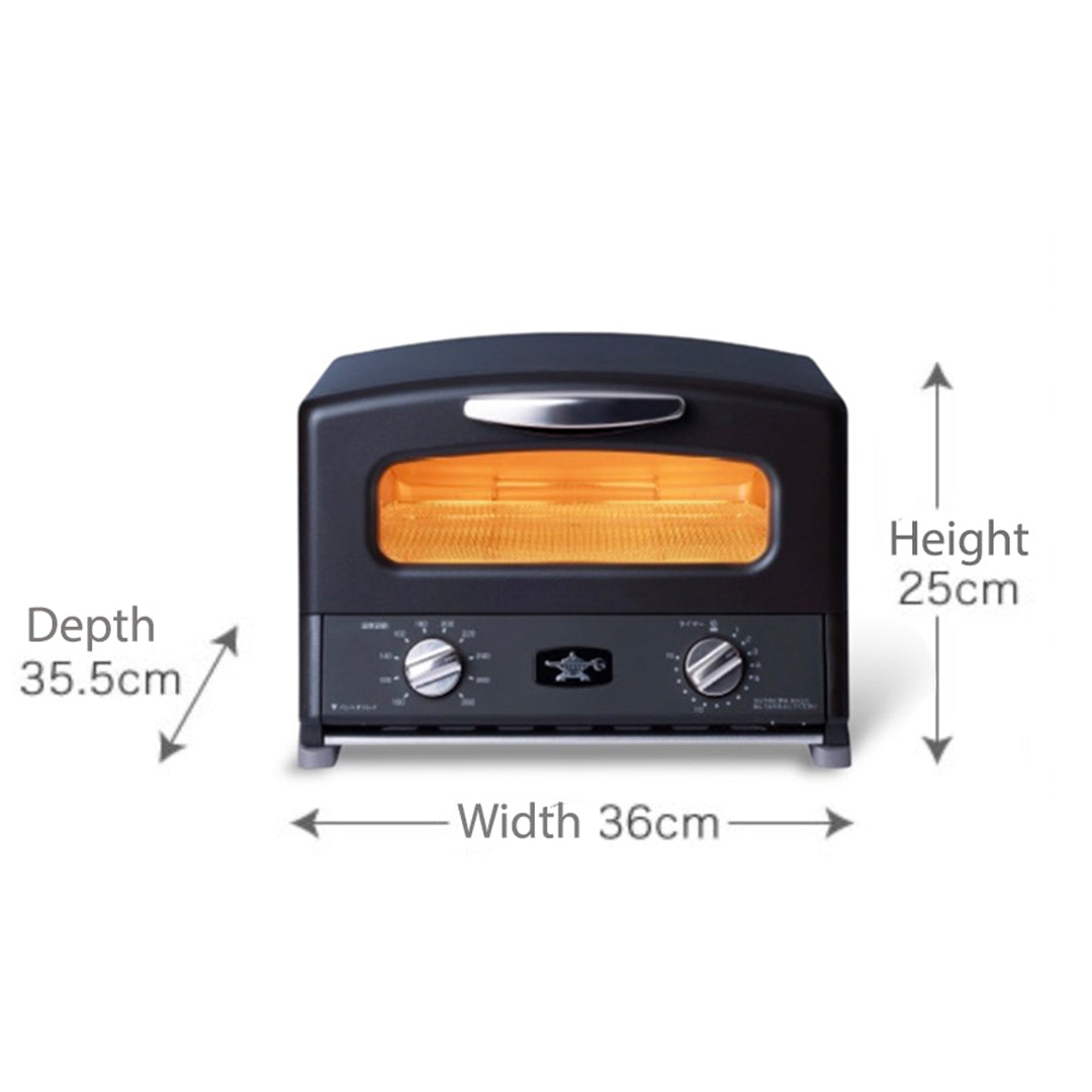 Sengoku Aladdin Graphite Grill & Toaster Oven BLACK - 4 Slice Japanese Toaster